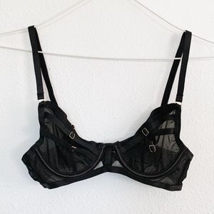 macey mesh strappy bra in black size 30B with gold details